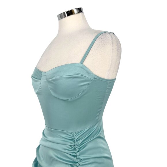 Cider Illusion Ruched Midi Dress Light Blue Size XS NWT - Picture 5 of 12
